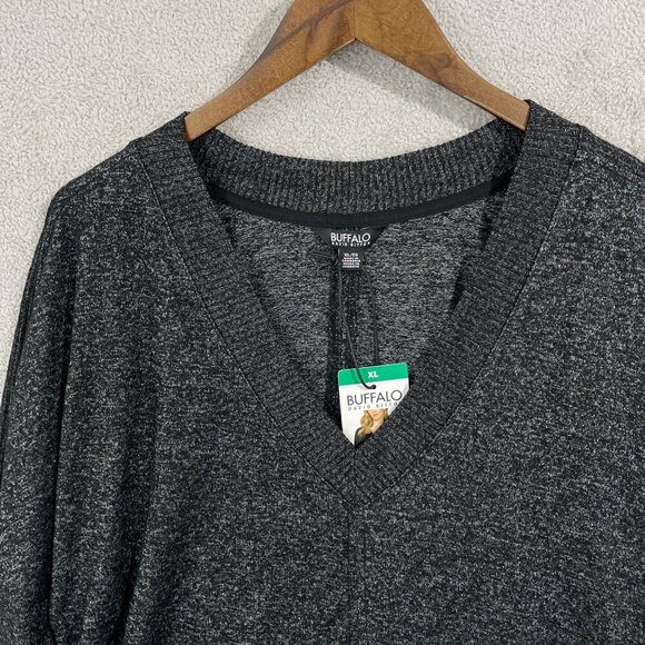 NEW Buffalo David Bitton Womens XL V-Neck Heather Black Sweater Polyester - Picture 7 of 8